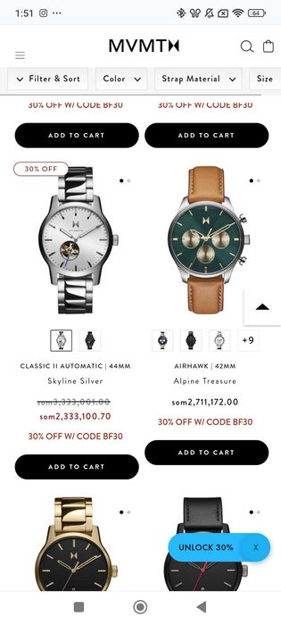 Movement Chronograph Qoʻl Soati