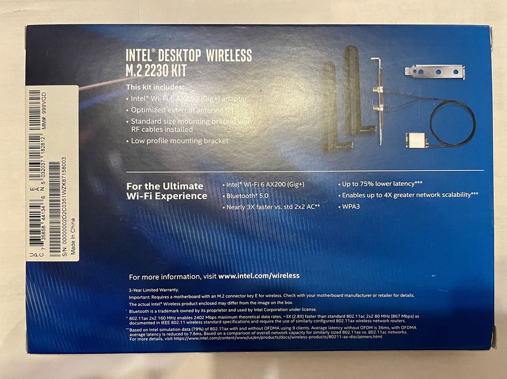Intel Wi-Fi® 6 (Gig+) Desktop Kit AX200.NGWG.DTK vPro®
