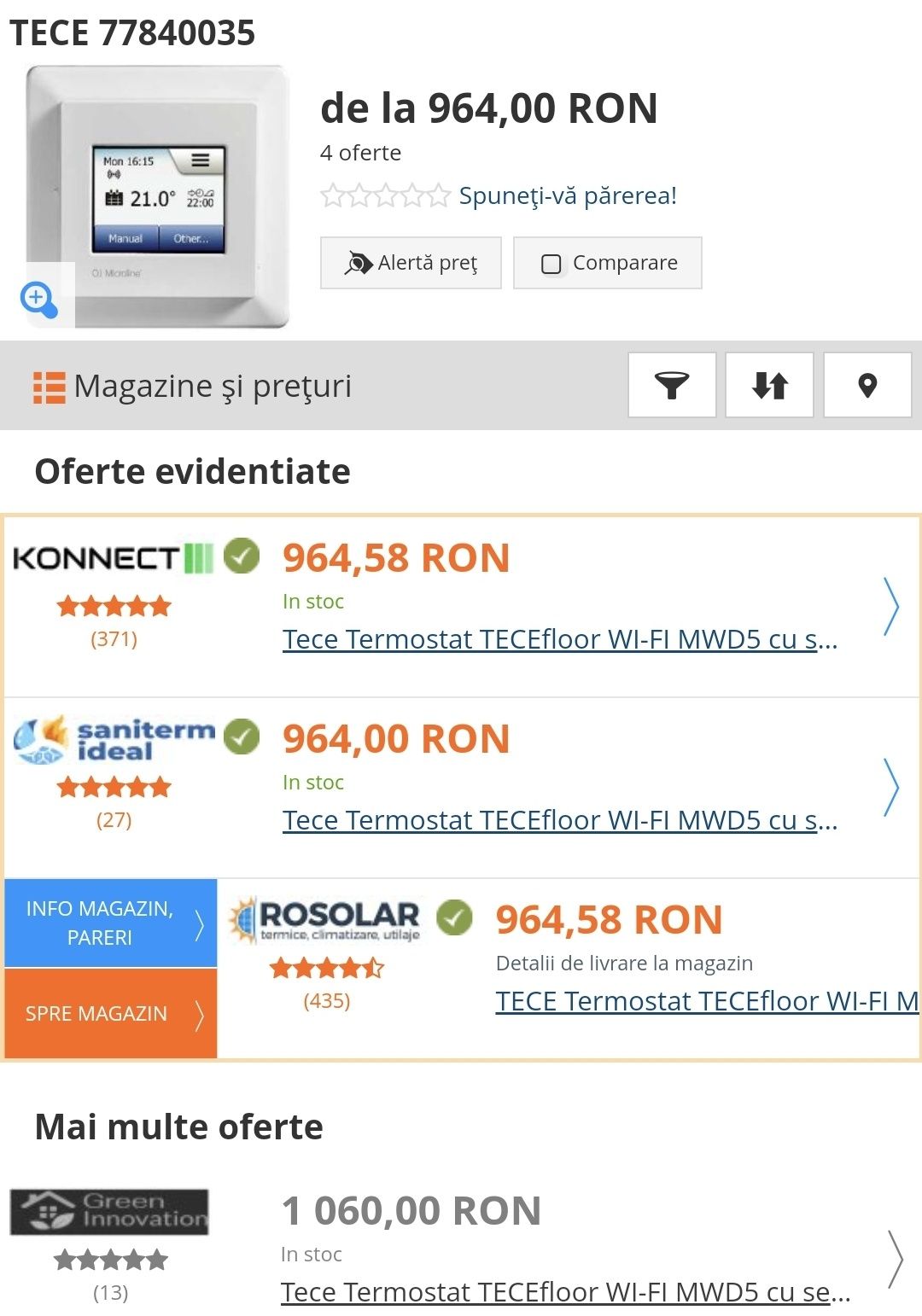 Termostat Wi-Fi Tece Floor MWD5 cu senzor de sapa