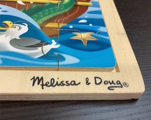 Пъзел Melissa & Doug Deluxe от 48 дървени части и дървена дъска.