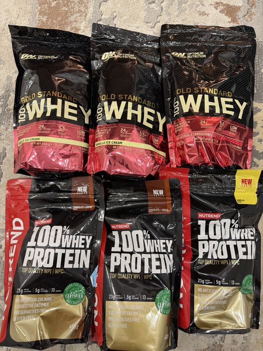 6 pungi Pudra proteica, whey protein optimum nutrition, Nutrend