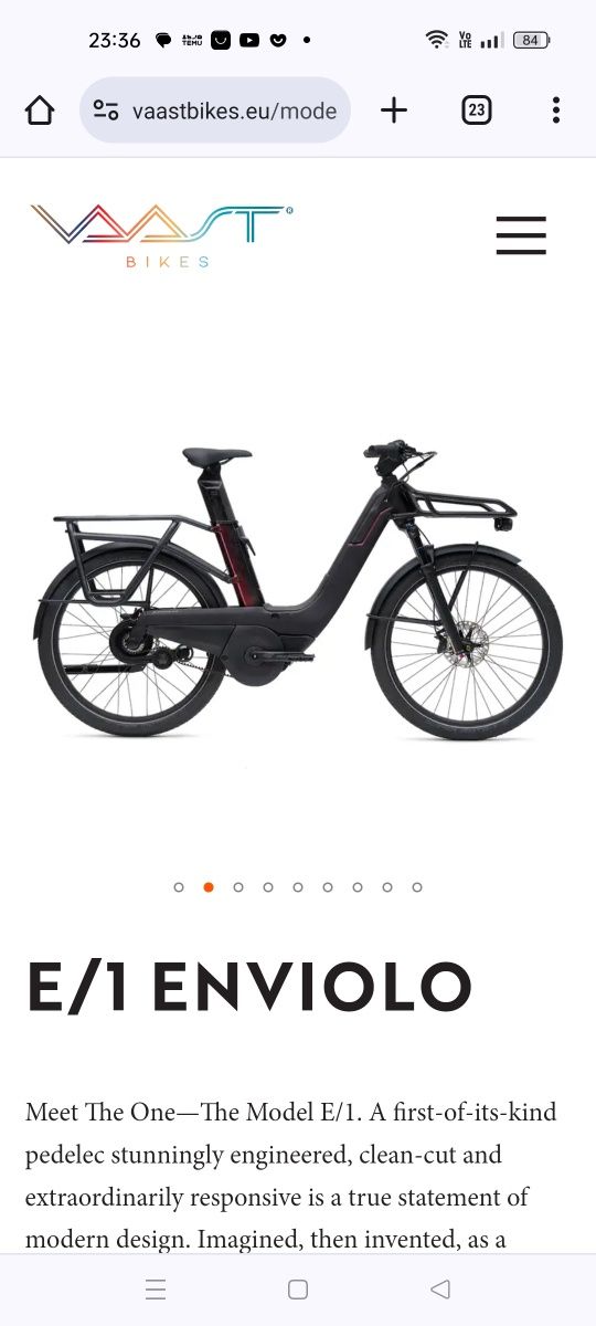 Bicicleta electrica cargo SUV Vaast E1 Enviolo,  Bosch CX