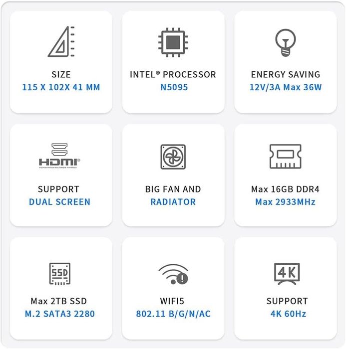 Mini PC Beelink Mini S,Intel N5095,8/256 GB SSD,Windows 11 Pro,sigilat