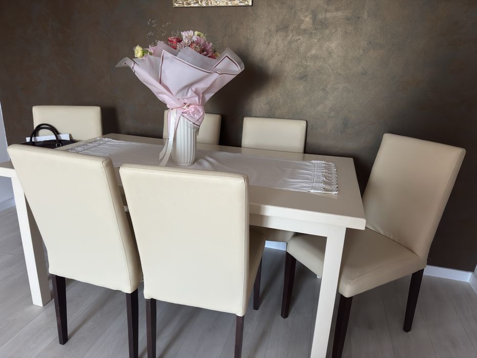 Masa MDF + 6 scaune piele ecologica