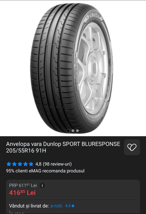 Set anvelope vară Dunlop 205/55/R16 dot 2025