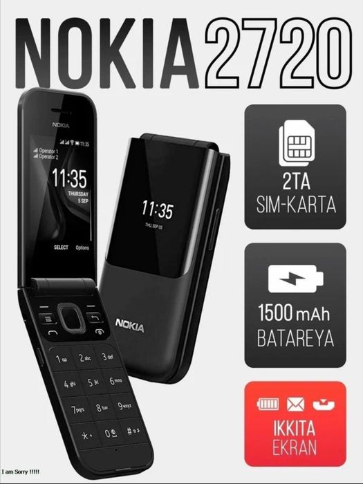Yangi Nokia 2720 2 ta sim kartali super narx
