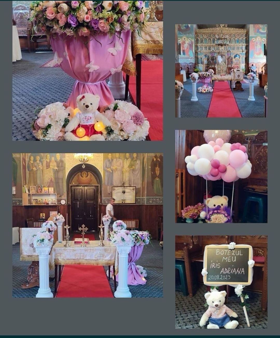Aranjamente cristelnita, decor botez și nuntă, photocorner baloane