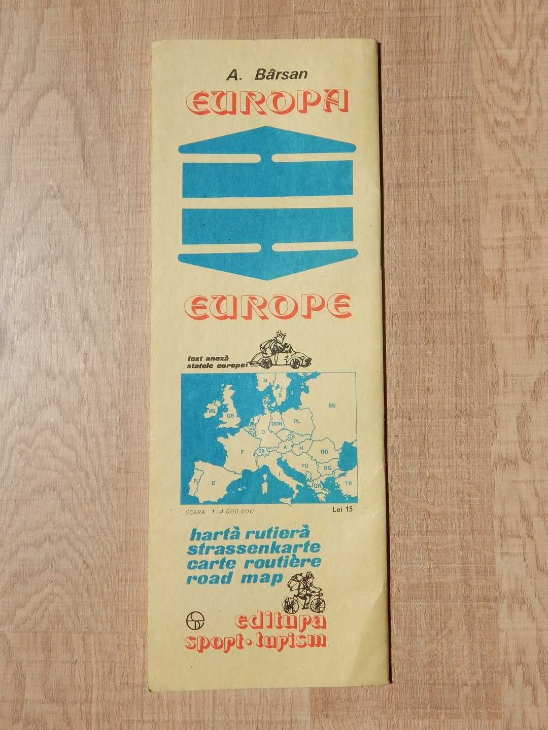 Harta si text anexa la harta rutiera a Europei A Barsan 1984