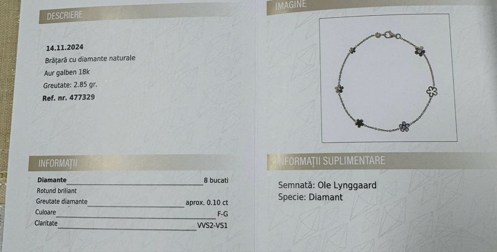 Bratara Aur 18k cu Diamante Ole Lynggaard originala