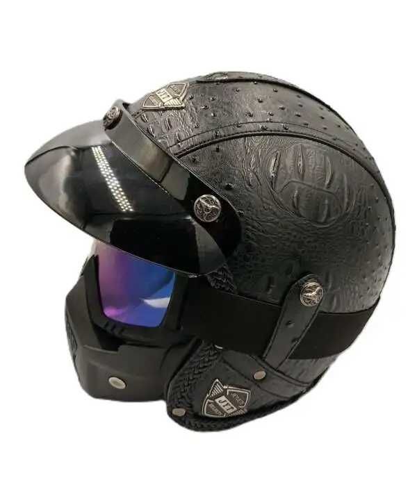 Комплект каска и очила маска в ретро стил