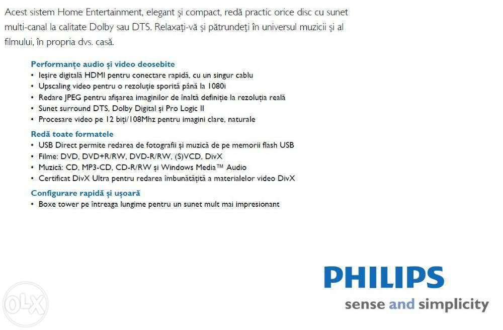 Philips Sistem DVD home theater HTS3115 DivX Ultra