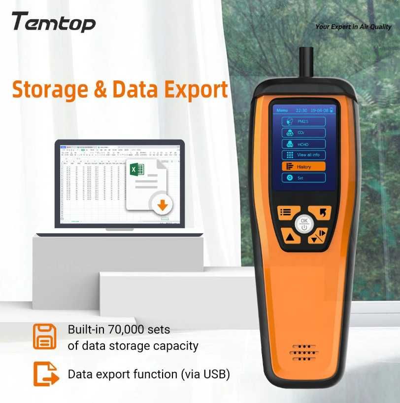 Monitorul de calitate a aerului CO2 Temtop M2000C