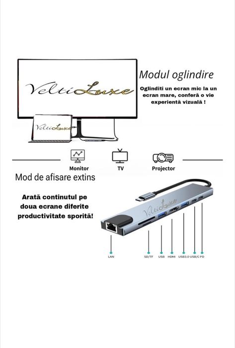 Vand hub adaptor multiport 8 in 1