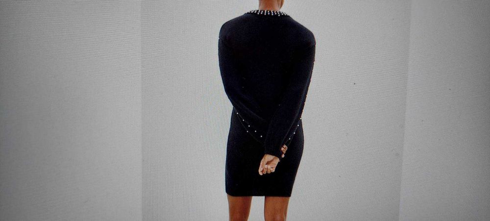 Дамски рокля р-р L-XL (UК 16), черен с бели перли