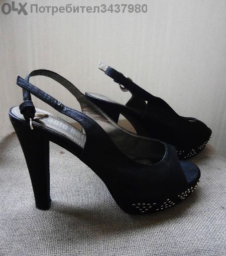 Черни дамски кожени обувки