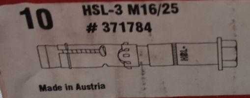 Ancora metalica Hilti HSL-3 Ø16/25, conexpand cu camasa