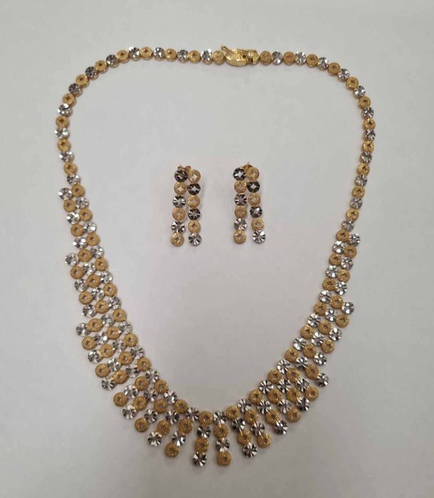Set colier si cercei din aur galben si alb 18k, SAU34