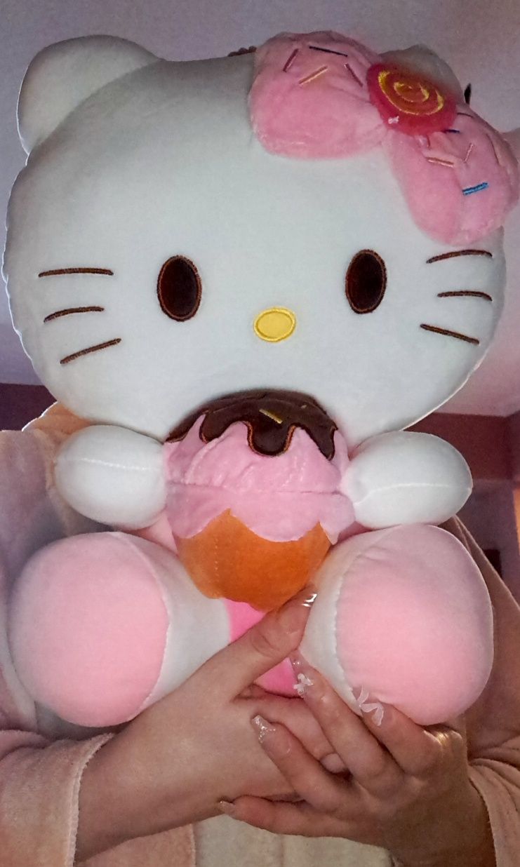 Pluș mare 40cm Hello kitty roz cu înghețată