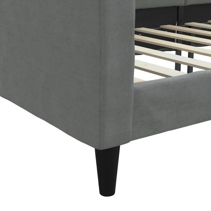 Pat de zi vidaXL, gri inchis, 90x200 cm, material textil, 25.6 kg