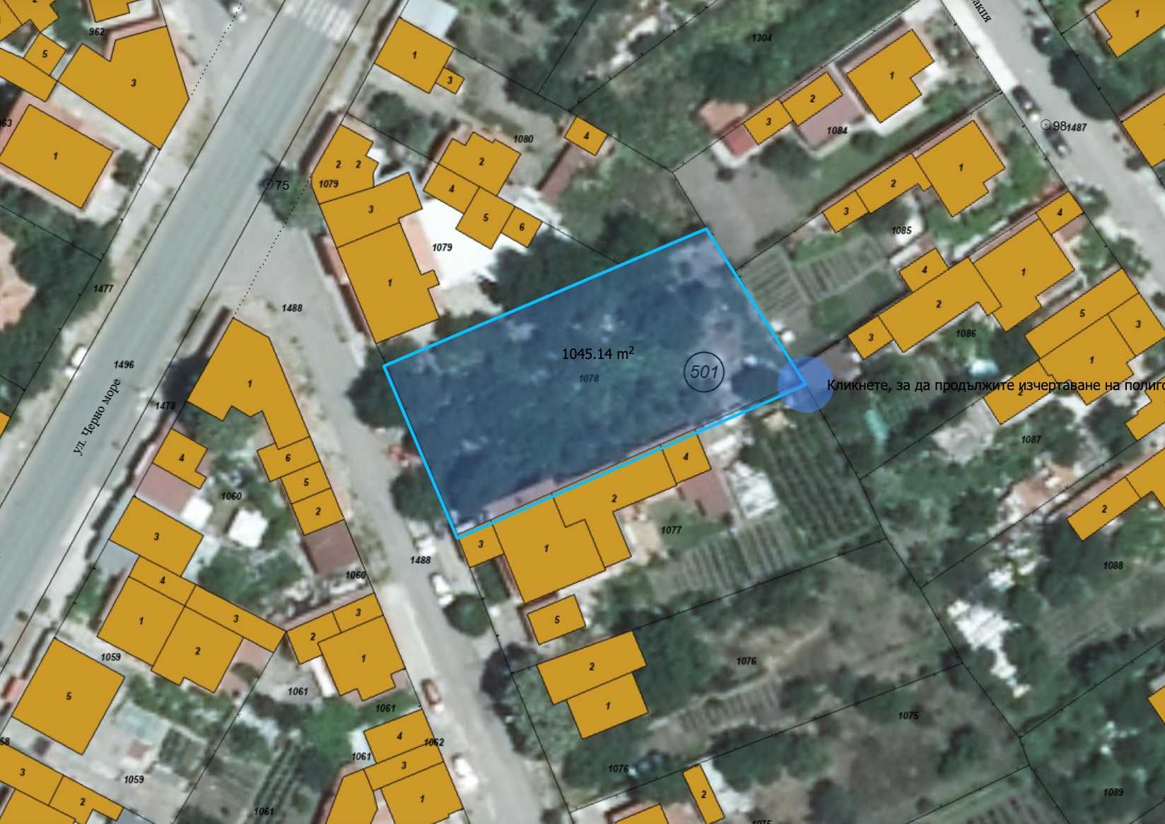 Продава се парцел в гр. Каблешково близо до Центъра с площ от 1018 м².