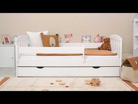 Pat copii cu saltea + sertare + barieră detașabilă