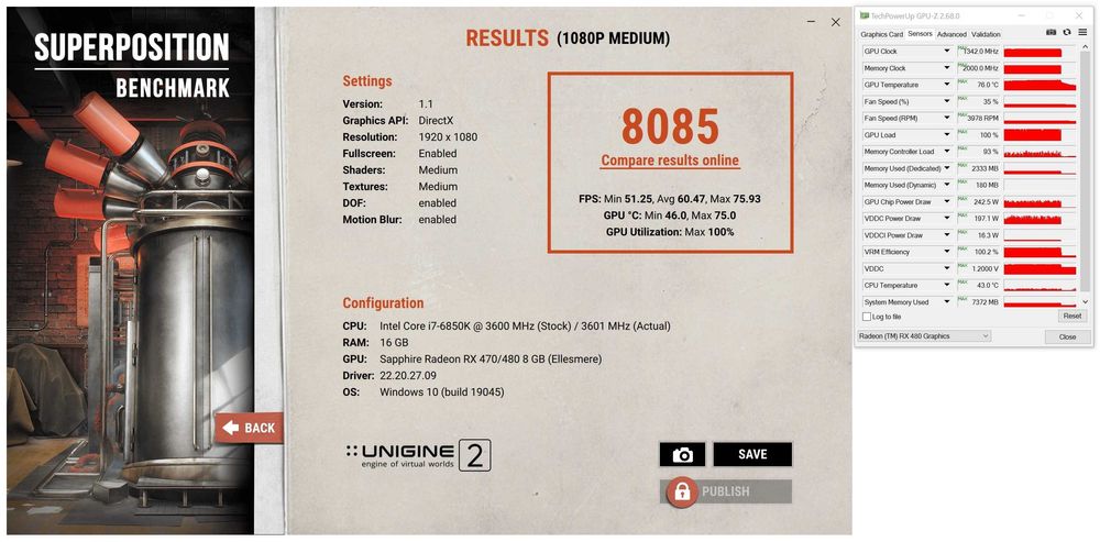 ТОП състояние Видео карта GPU Sapphire NITRO+ RX 480 OC 8GB GDDR5