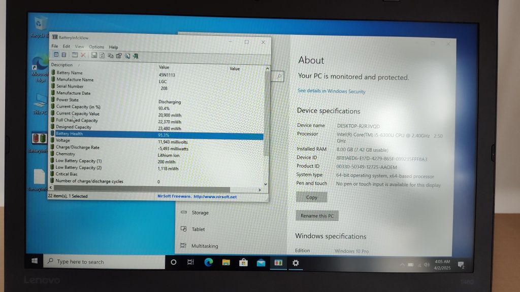 Laptop Lenovo Thinkpad T460 Intel i5 6300 8GB SSD 256Gb