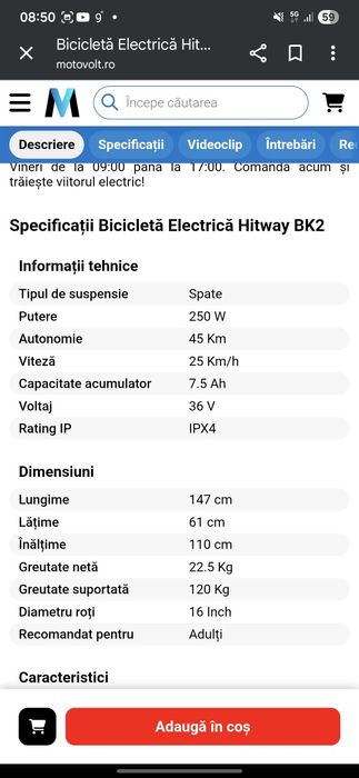 Bicicleta electrica hitway bk 2