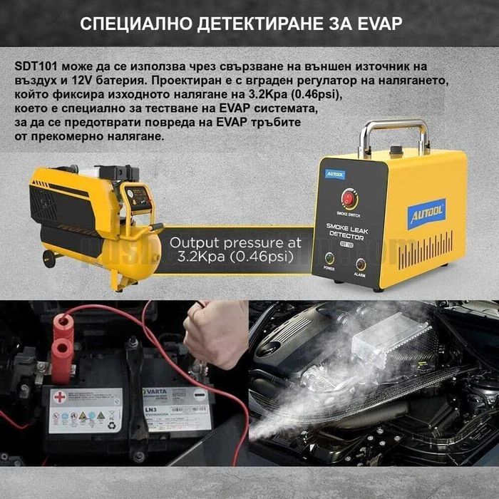 Машина за дим | Диагностика и откриване на утечки чрез пушек