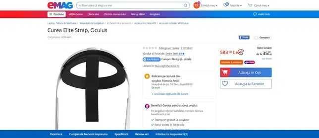 Curea Elite pentru Oculus Quest 2 Elite Strap Nou, Sigilat. Pret fix!