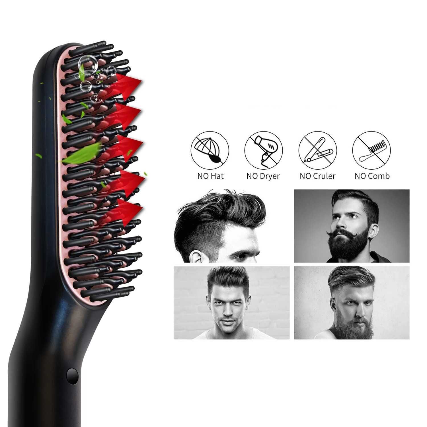 Perie electrica incalzita pentru barba, indreapta firele de par