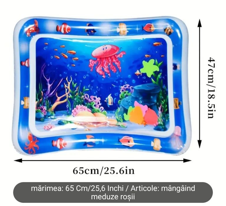 Saltea de joacă bebe gonflabilă pentru copii, cu tematică marină, 0-3