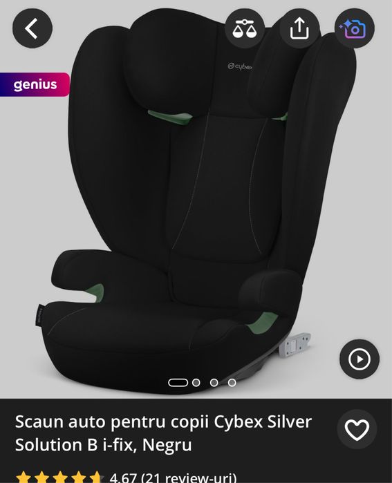 Scaun auto pentru copii Cybex Silver Solution B i-fix, Negru