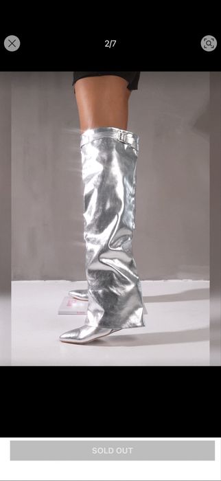 Дамски чизми/ ботуши супер ефектни и предизвикателни сребърни