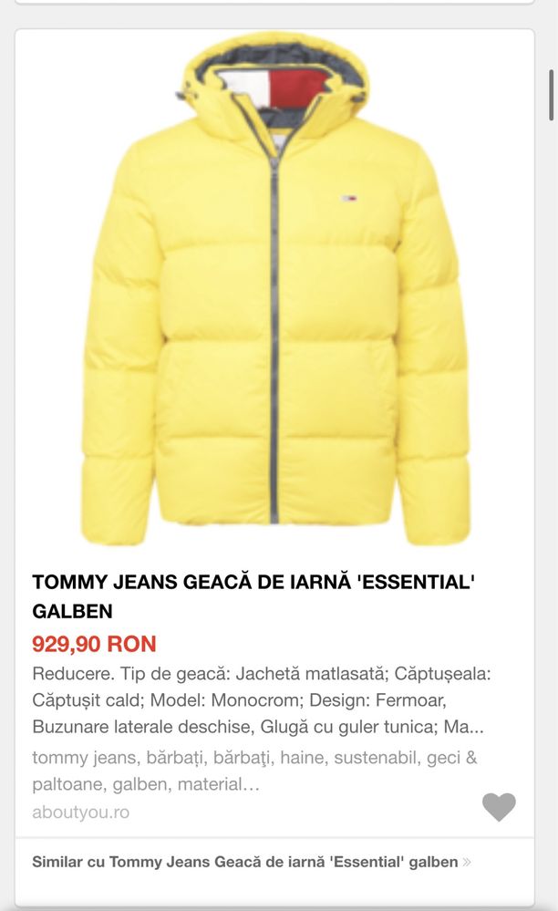 vand  geaca tommy hilfiger