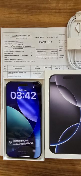 Iphone 16 Pro Max 256 Gb + Factura si Garantie 20 de luni
