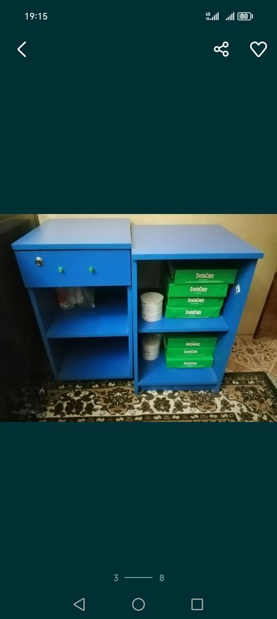 Продам компьютерный стол +две тумбочки +круглый стул
