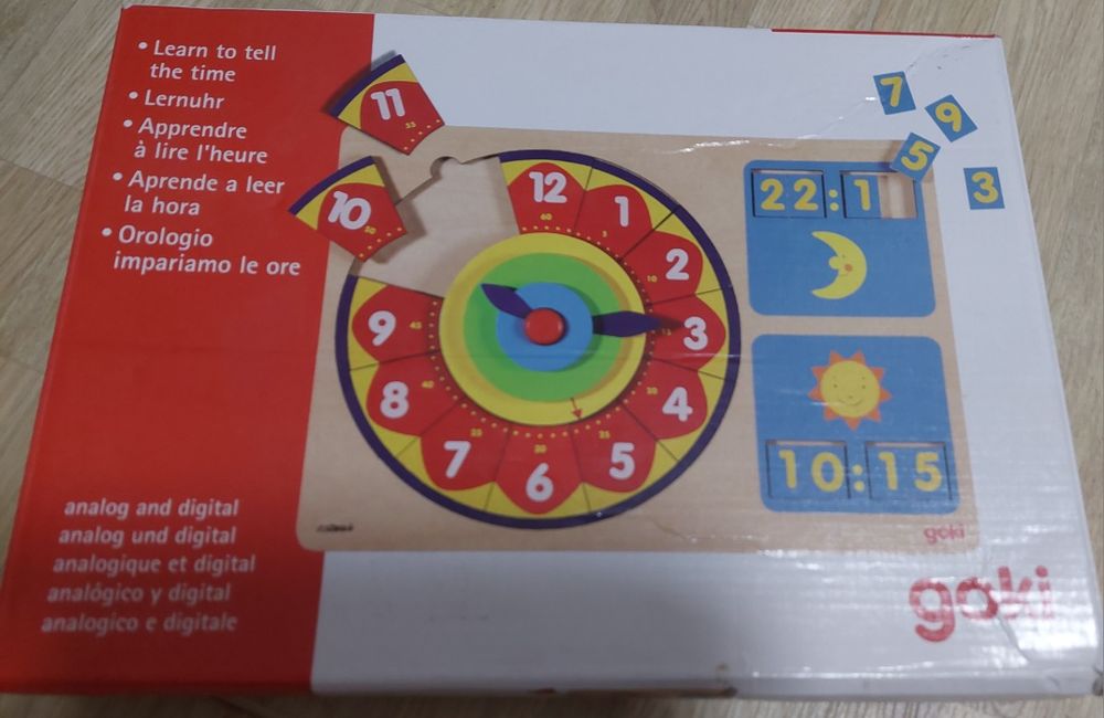 Ceas educativ cu piese din lemn - Tell the Time