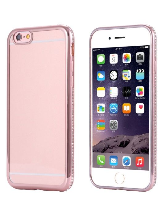 Husa Apple iPhone 6/6S, Elegance Luxury placata cu diamante Rose-Gold