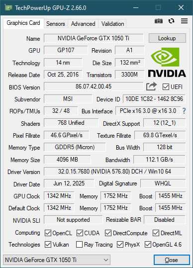 Placa video MSI Nvidia GTX 1050Ti, 4GB VRAM