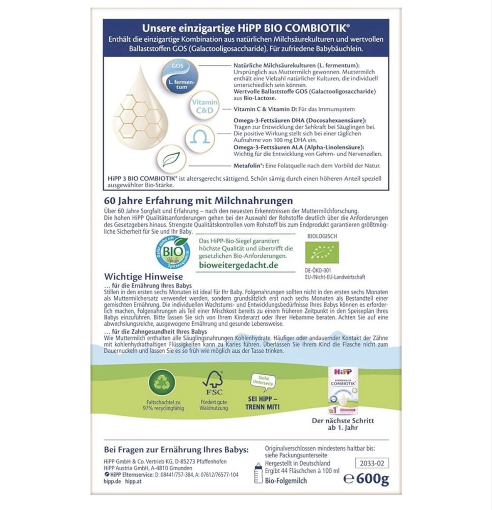 Hipp Bio Combiotik 3 600 g