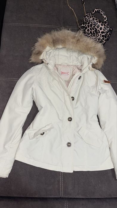 Прекрасно топло яке с гъши пух на Rifle с качулка с естествен косъм