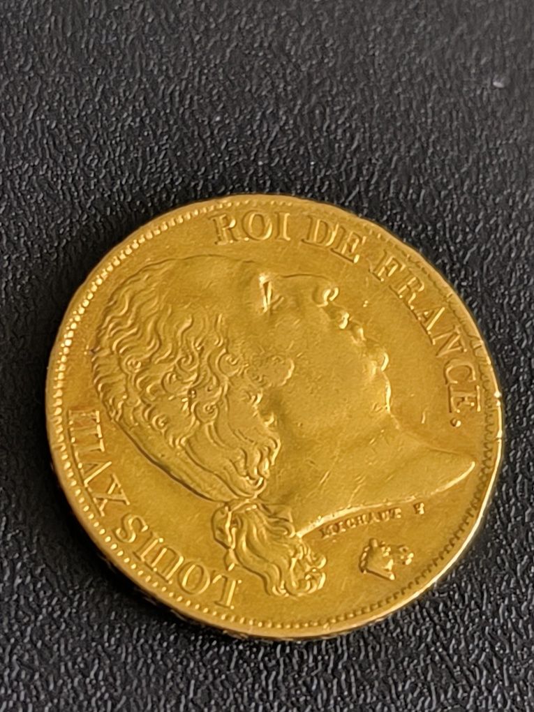 20 франка 1819 год,Луи XVIII, злато 6.45 гр,900/1000 (21.6 к)