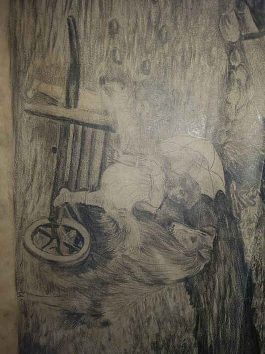 Tablouri vechi creion si acuarele