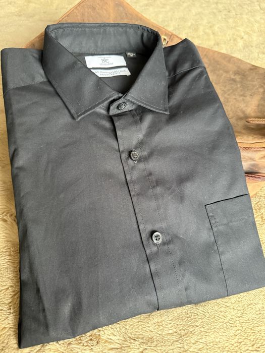 Camasa barbati Regular Fit – M 39-40, Nouă, Neagră, 100% Bumbac