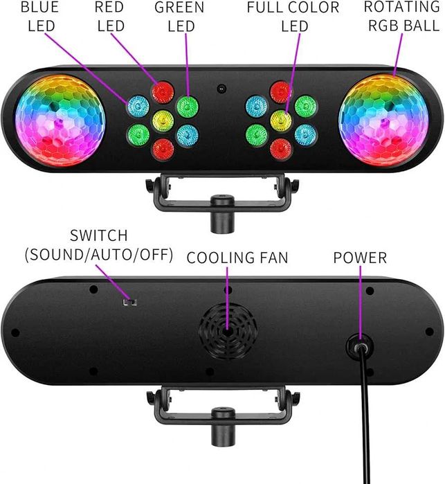 Lumini DJ cu trepied RGB cu reactie la sunet (microfon)