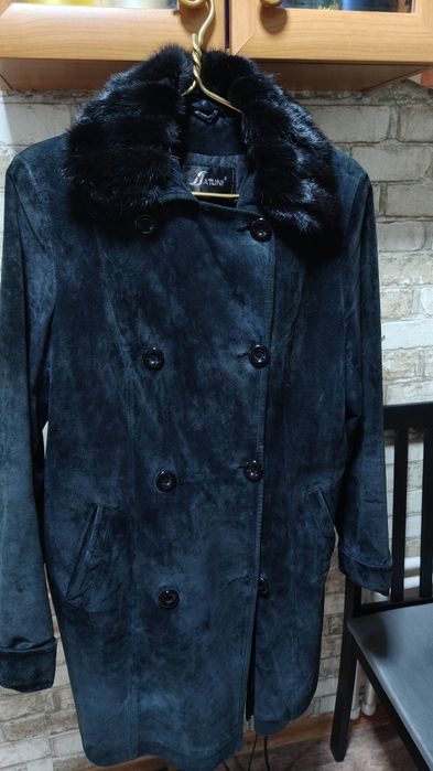 Натуральная дубленка, воротник норка