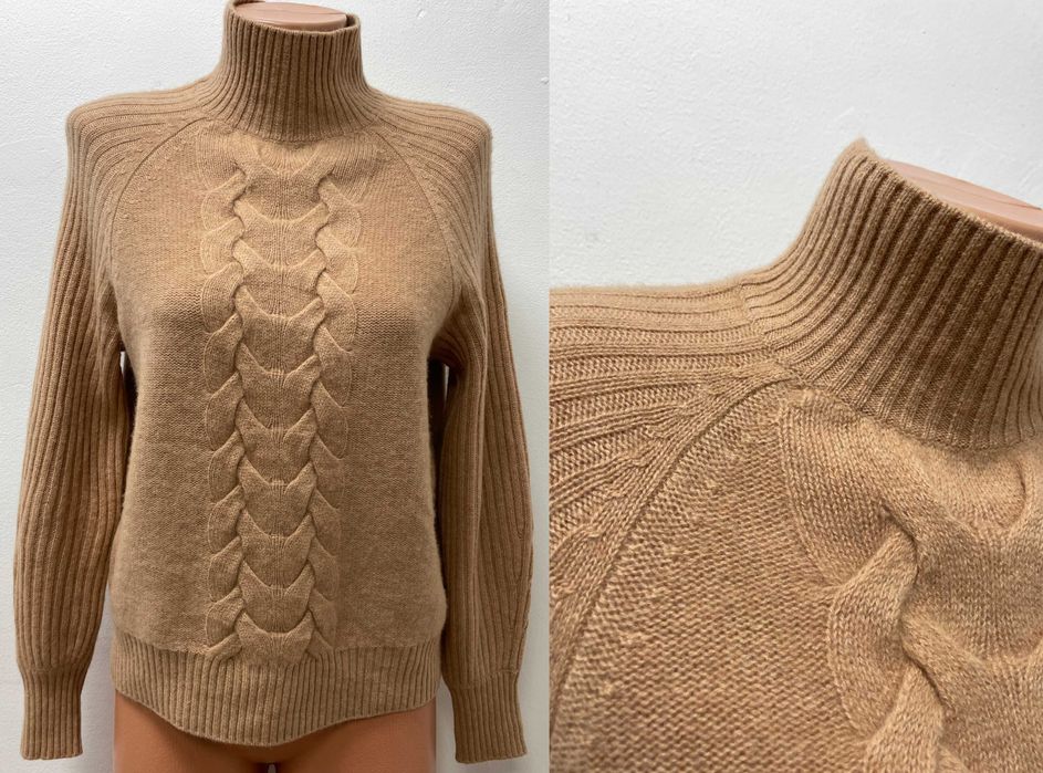 C&A размер S / M дамски кашмирен пуловер 100% КАШМИР кафяв Столче яка