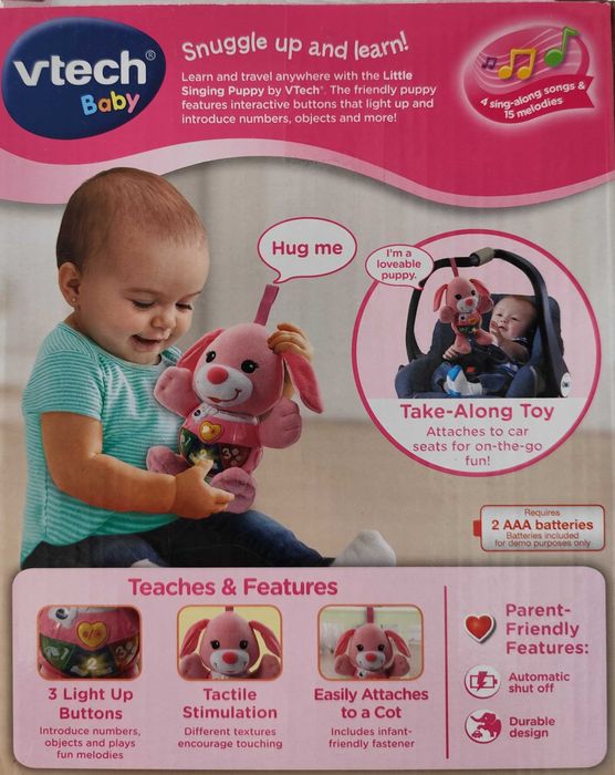Неразопаковано! Музикална плюшена играчка РОЗОВО КУЧЕНЦЕ на VTECH