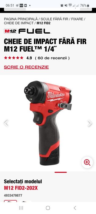 Milwaukee M12 FID2  Surubelnita cu impact  12V